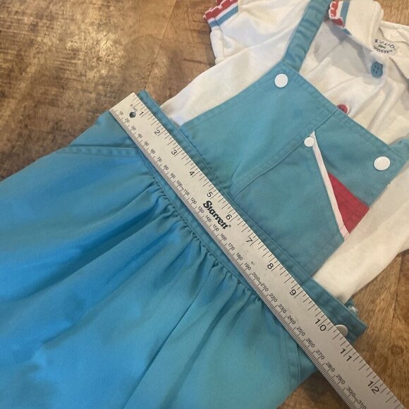 Lacoste Izod Vintage Girls Blue Skirt With Straps Size 4 Polo Shirt Alligator - Picture 8 of 13